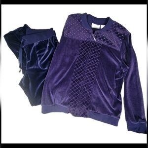 Alfred Dunner NWT Purple Velour Emblished Jacket Sz 6P Spense Pants PS Blue 2pc